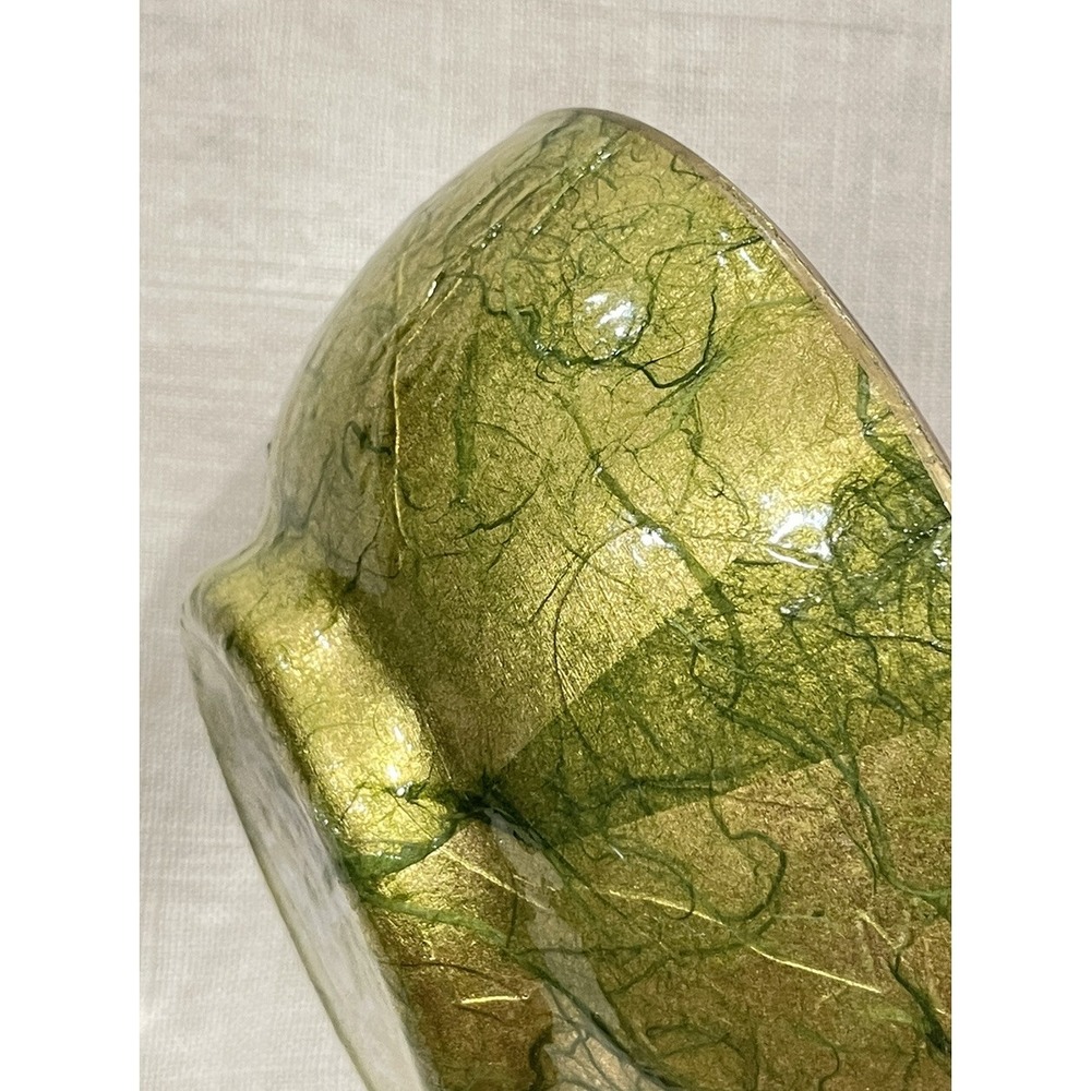 Scott Potter Fish And Shells In Gold And Green Small Bowl 5in Across SIGNED - Picture 14 of 16